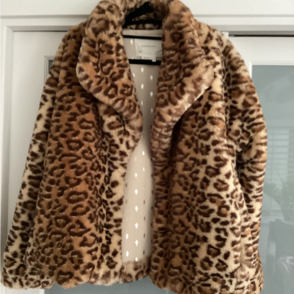 Anthropologie Brown Leopard Teddy Jacket